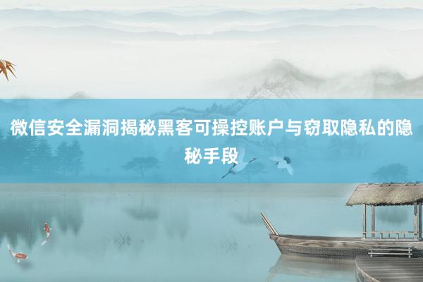 微信安全漏洞揭秘黑客可操控账户与窃取隐私的隐秘手段