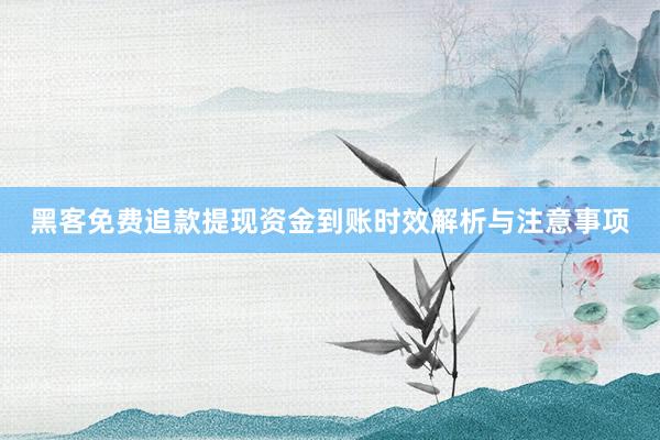 黑客免费追款提现资金到账时效解析与注意事项