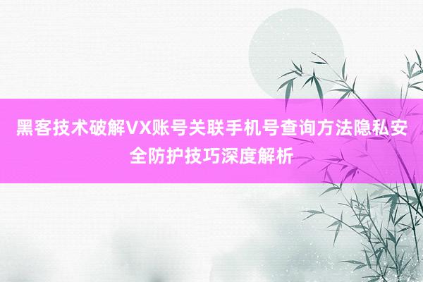 黑客技术破解VX账号关联手机号查询方法隐私安全防护技巧深度解析